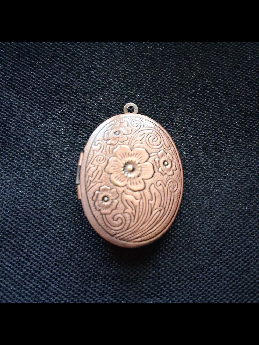 Floral Engraved Oval Copper Locket